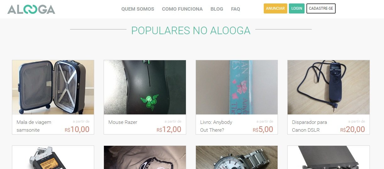 Alooga oferece aluguel de objetos