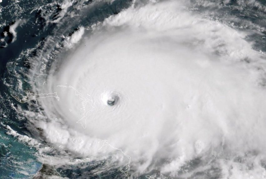 Imagem de satélite mostra furacão Dorian próximo às Ilhas Àbaco, nas Bahamas