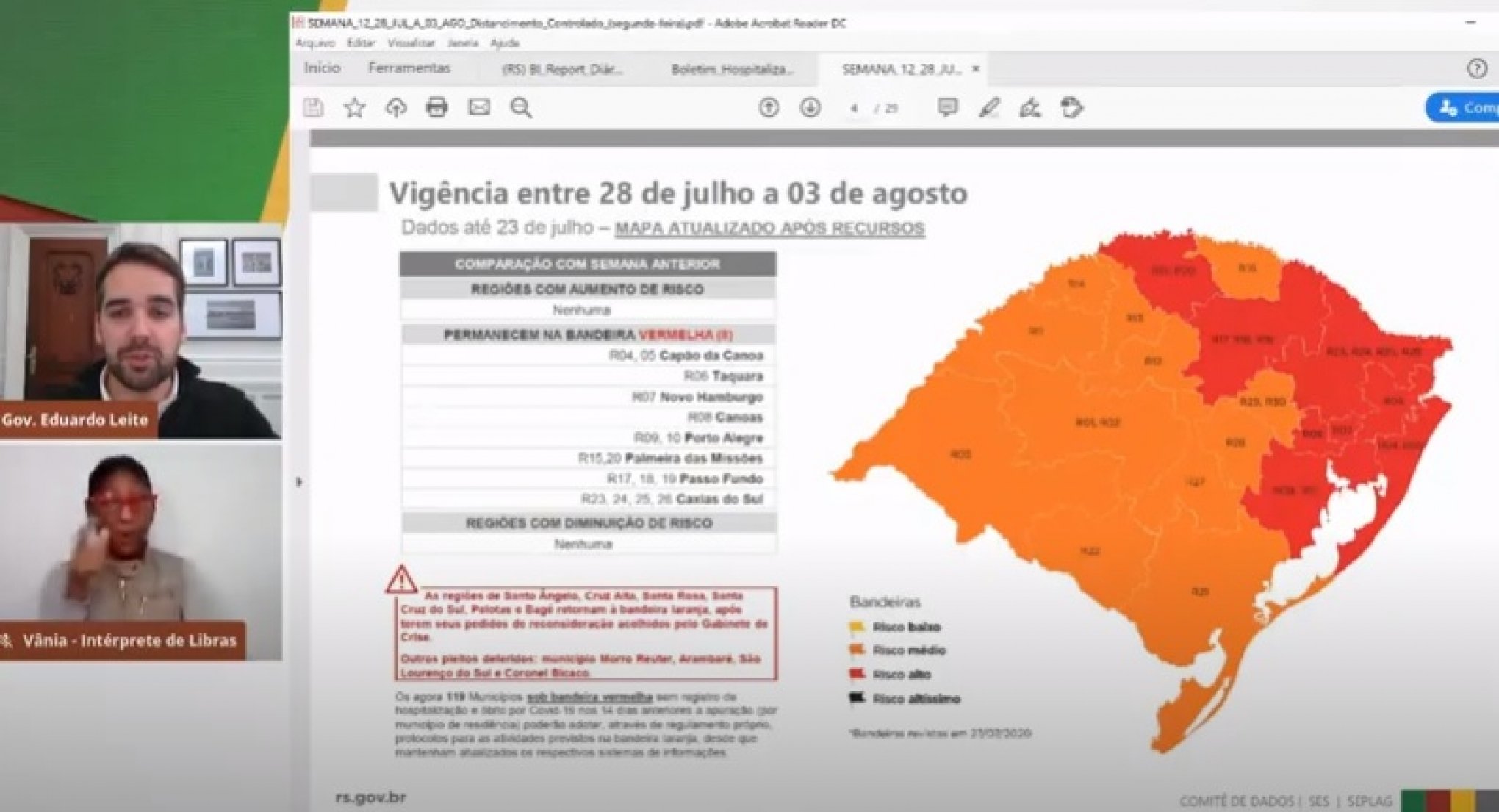 Governo recebe dois pedidos para reconsiderar bandeira no mapa do