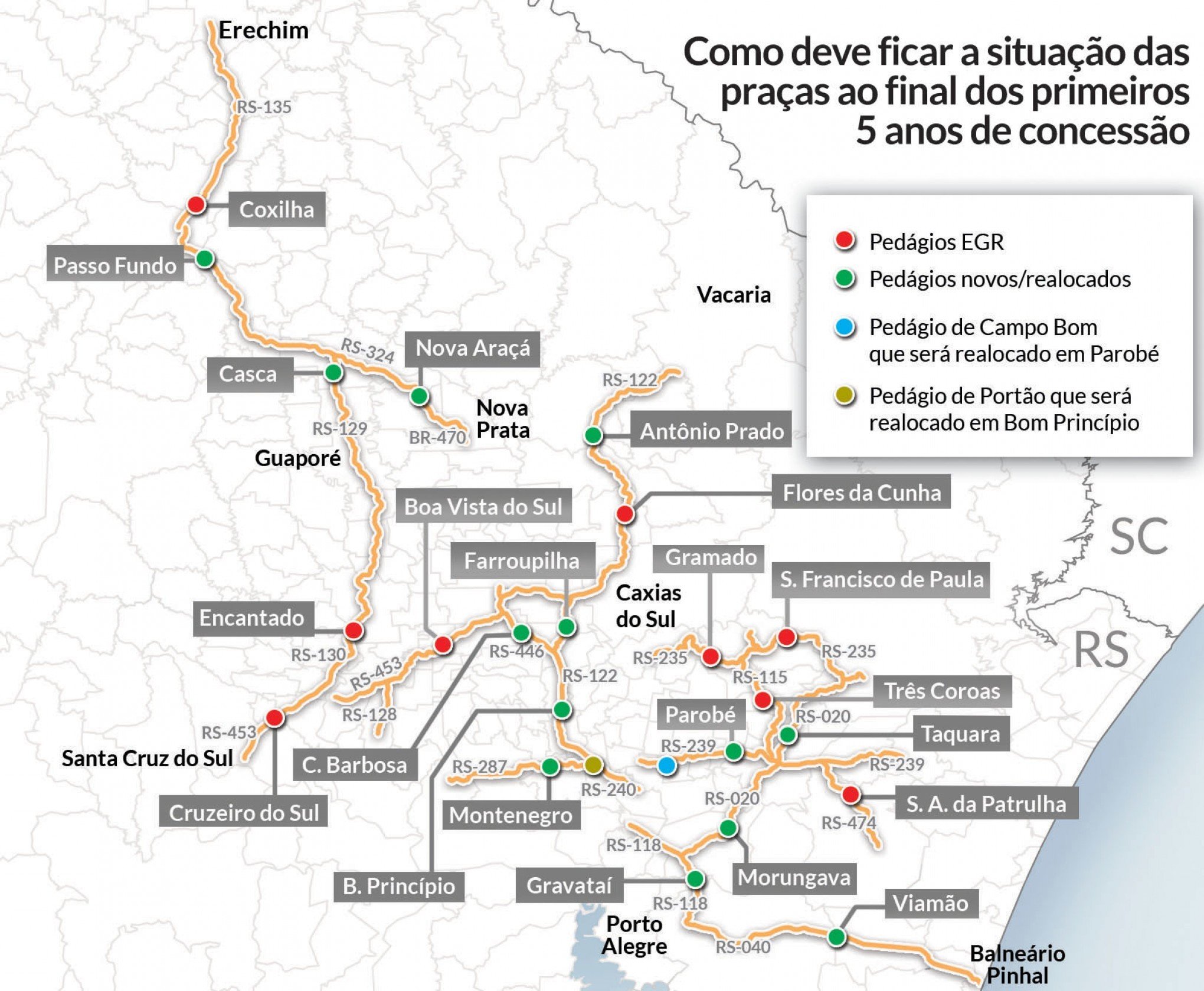 Nossas RSs terão pedágios em novos pontos com a concessão Região Diário de Canoas