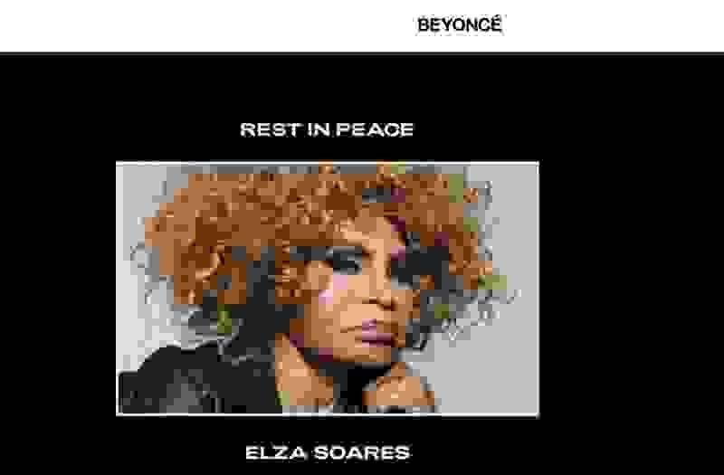 Beyoncé presta homenagem a Elza Soares