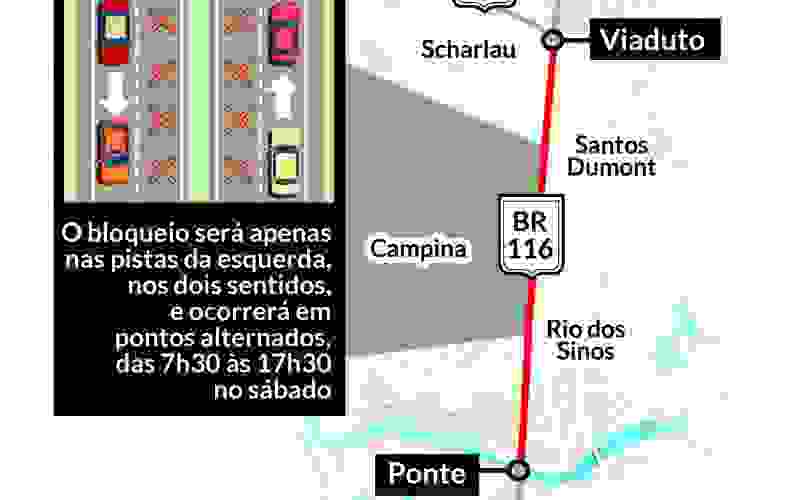 Mapa São Leopoldo bloqueio BR 116