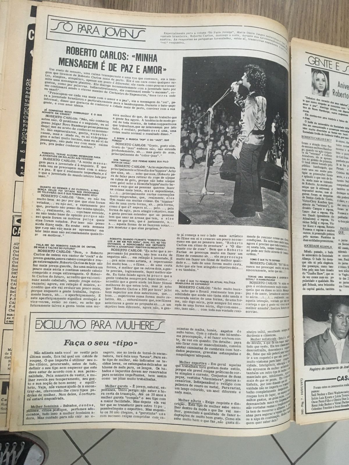 Vinda de Roberto Carlos para o show em Novo Hamburgo teve grande destaque no Jornal NH em maio de 1972