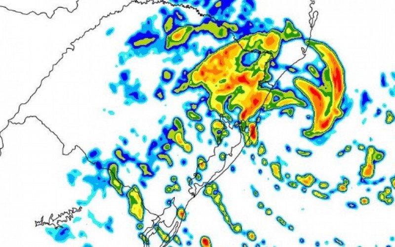 Projeção indica cenário de quarta-feira, já com ciclone retornando para o Atlântico, no sul de Santa Catarina | abc+