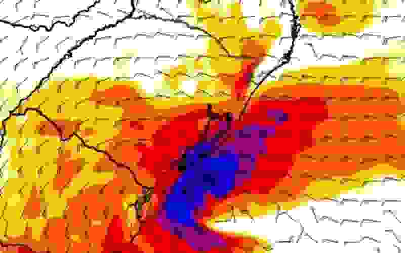 Tempestade deve se aproximar da costa sul do Estado no fim da tarde desta terça-feira