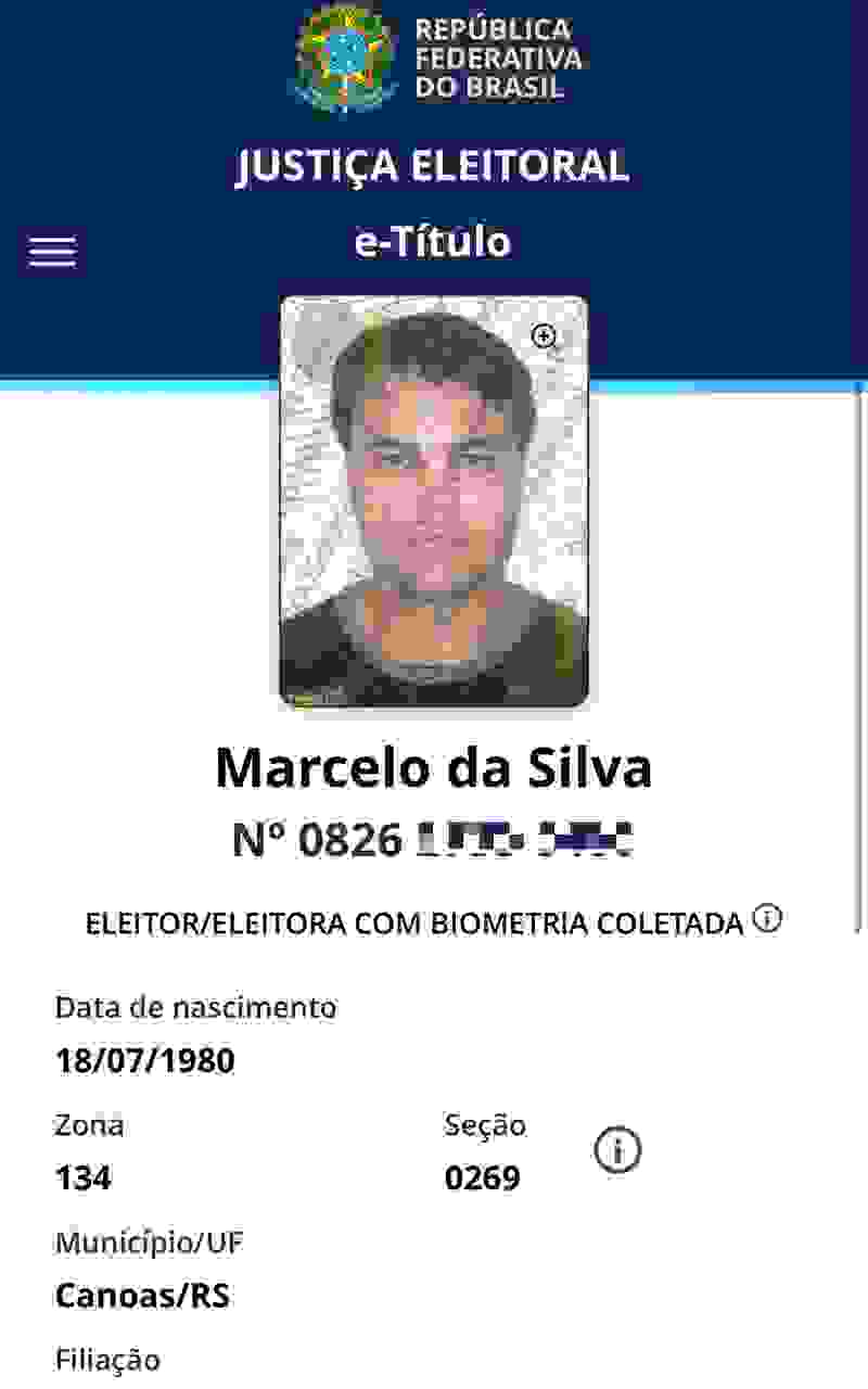 Certidão de eleitor do advogado de Camaquã