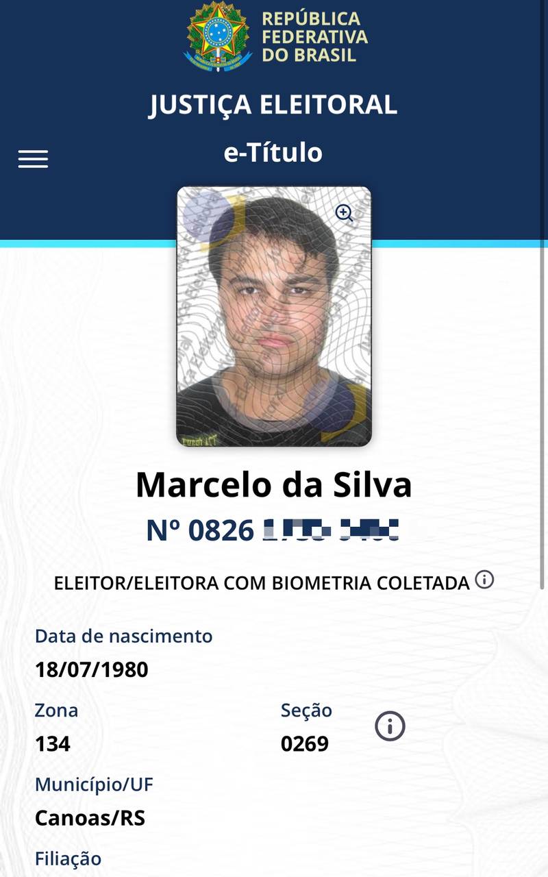 Certid&atilde;o de eleitor do advogado de Camaqu&atilde;