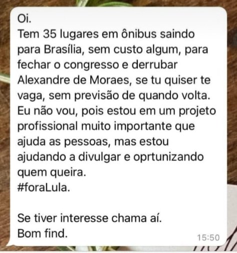 Convite circulou em grupos privados durante a semana até antes da partida, neste sábado