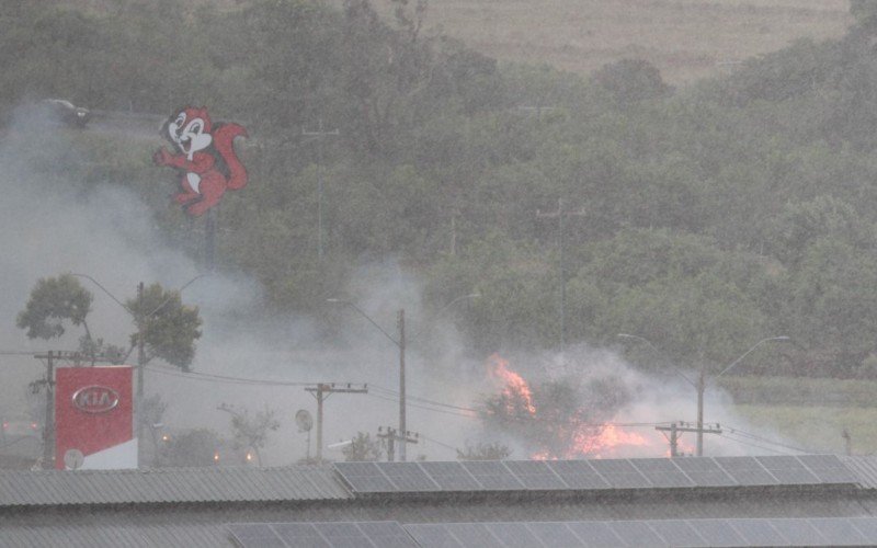 Incêndio às margens da BR-116, em Novo Hamburgo