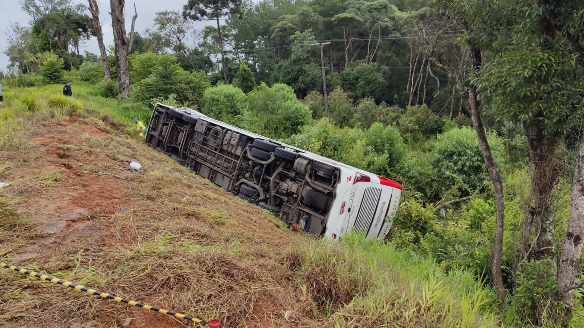 Pelo menos seis pessoas morrem em tombamento de ônibus na BR-277