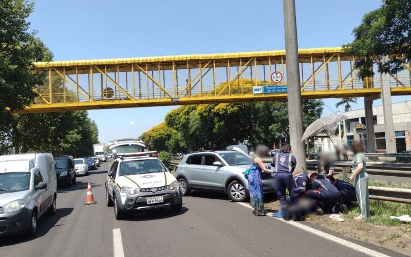 Mulher fica ferida após ser atropelada na BR-116