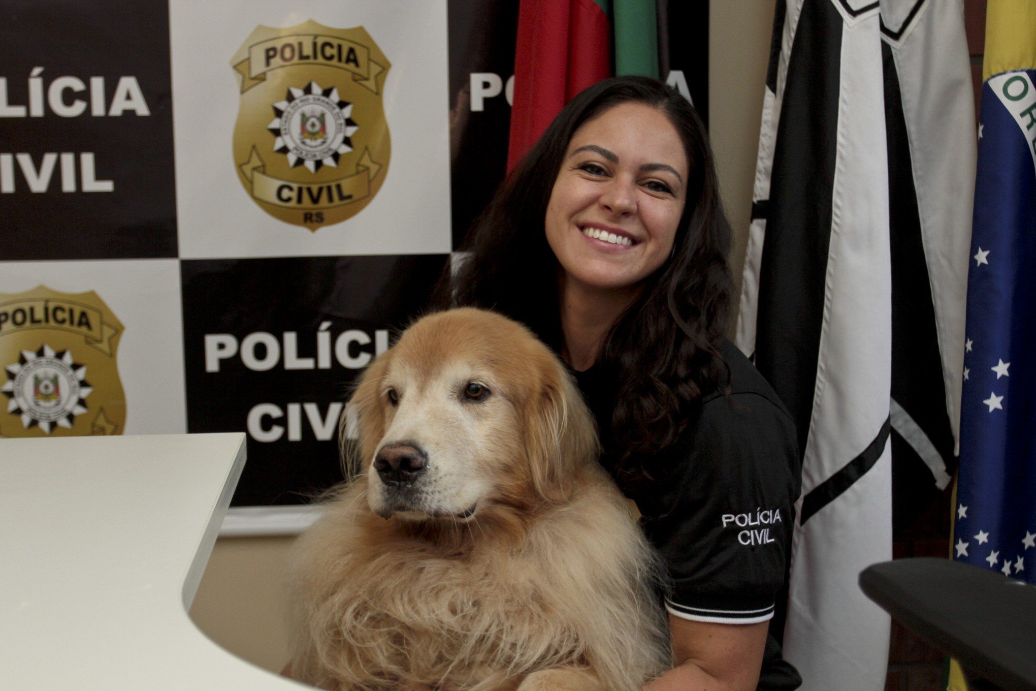 Cão McGyver garante ambiente mais ameno a vítimas que buscam apoio na Deam de Canoas