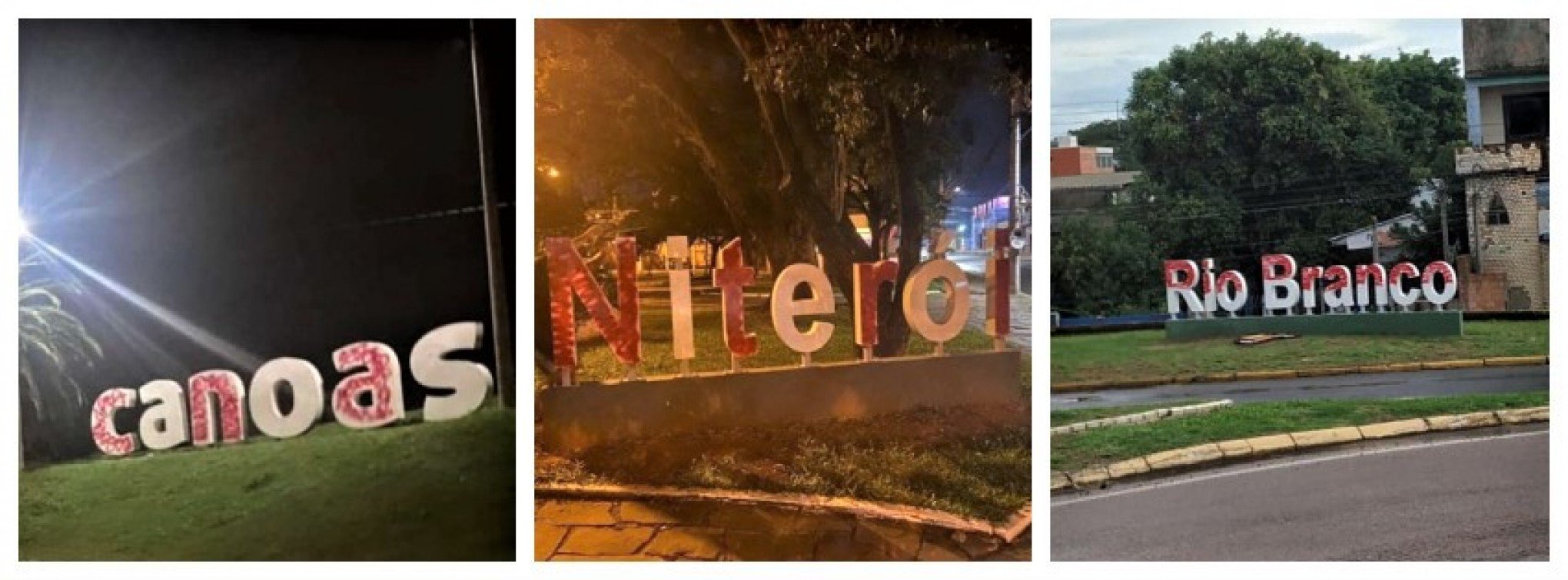 Letreiros foram pichados na madrugada deste sábado