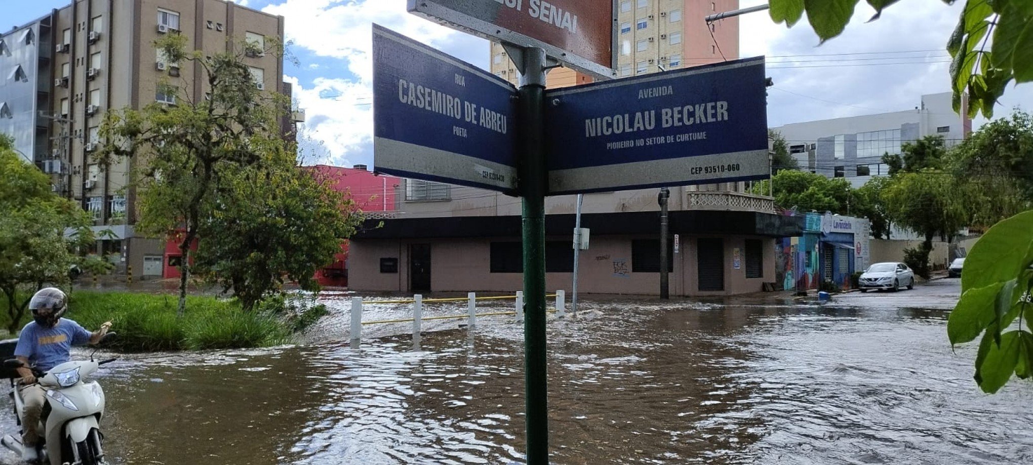 Alagamento do Arroio Nicolau Becker, no Centro de Novo Hamburgo