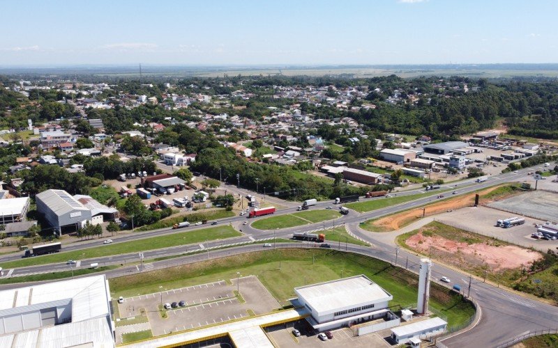 Vista aérea da entrada principal do município de Nova Santa Rita