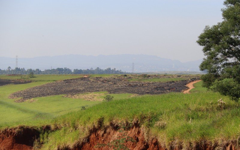 IncÃªndio atinge cerca de 20 hectares de vegetaÃ§Ã£o da Avenida Carlos Armando Koch, no bairro Boa SaÃºde, em Novo Hamburgo