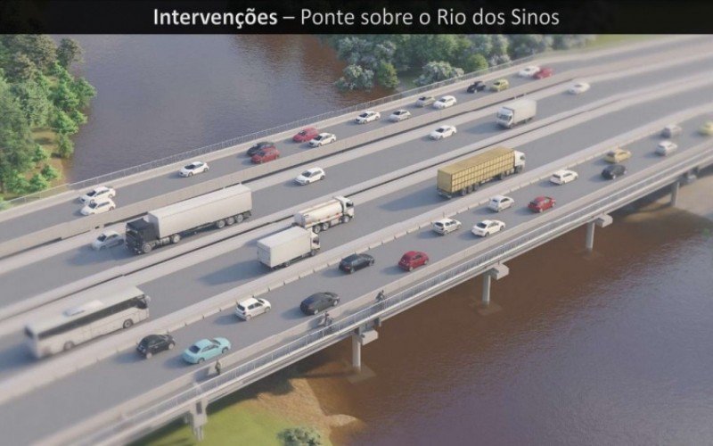 Projeção de como deve ficar a duplicação da ponte sobre o Rio dos Sinos, em São Leopoldo | abc+