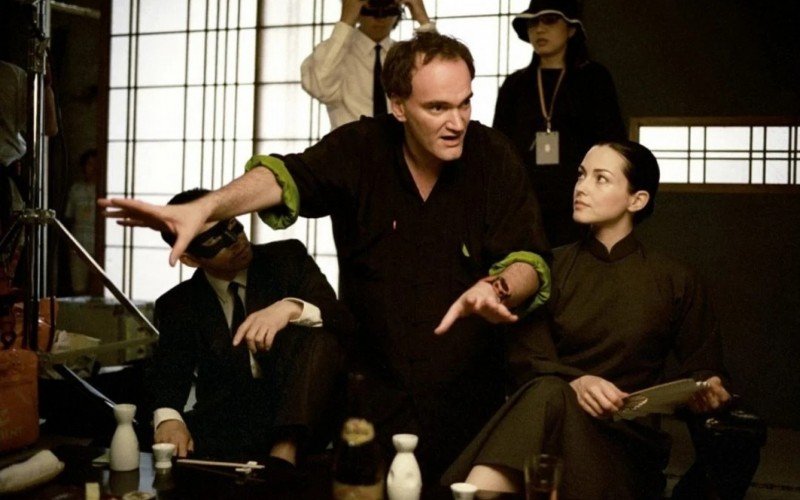 Tarantino na gravação de Kill Bill