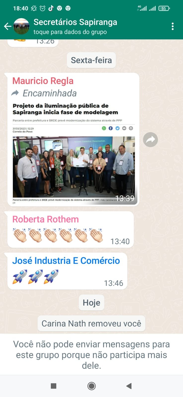 Vice-prefeito confirma a exclusão do grupo de WhatsApp