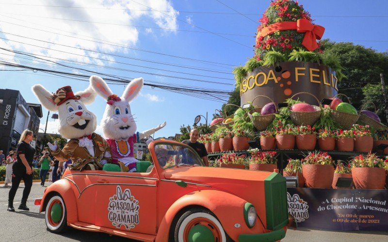 Parada de Páscoa em Gramado, com o coelho Pascoalino