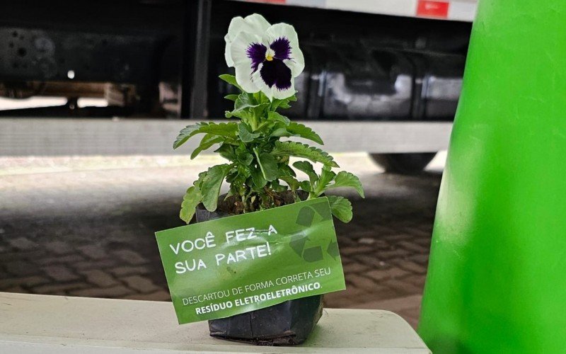 Mudas de flores foram entregues a quem colaborou na ação