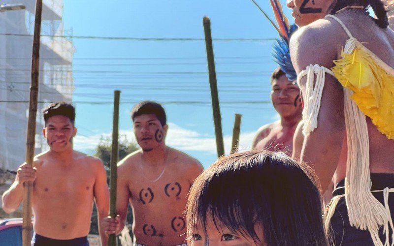 Índios em protesto contra o marco temporal