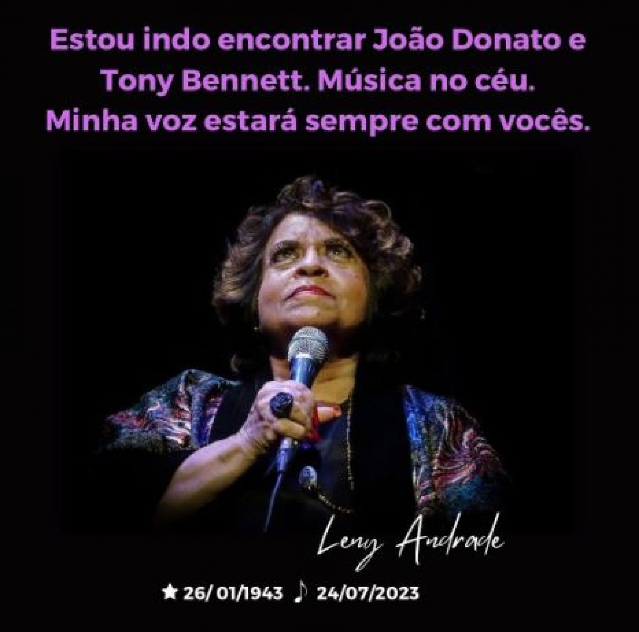 Morte de Leny Andrade é confirmada nas suas redes sociais | Jornal NH