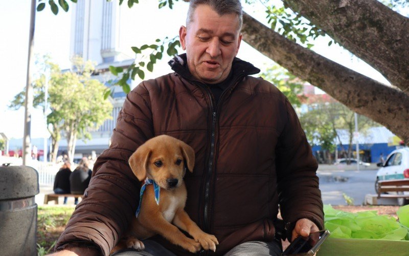 Melo foi para casa com Lucir e farÃ¡ companhia para Toby, adotado hÃ¡ oito meses