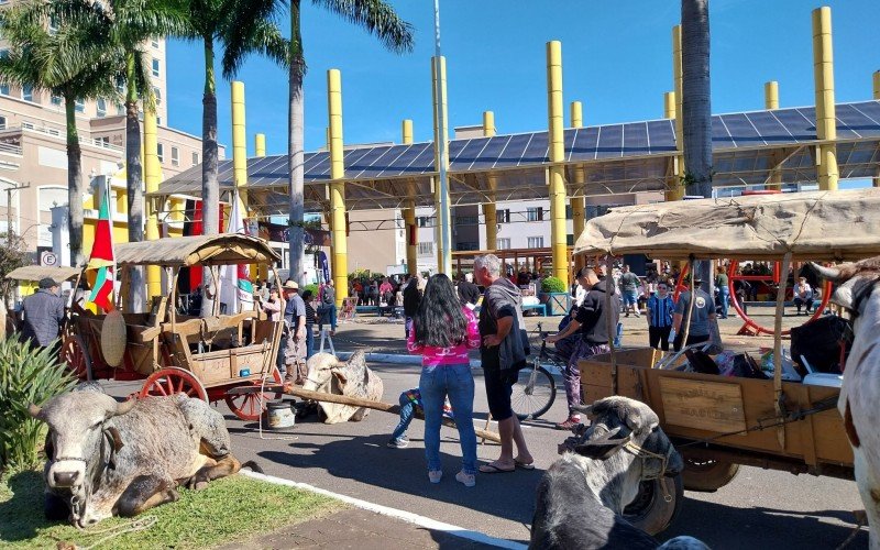 ApÃ³s o desfile das carretas, a Festa do Dolono segue no largo IrmÃ£os Vetter