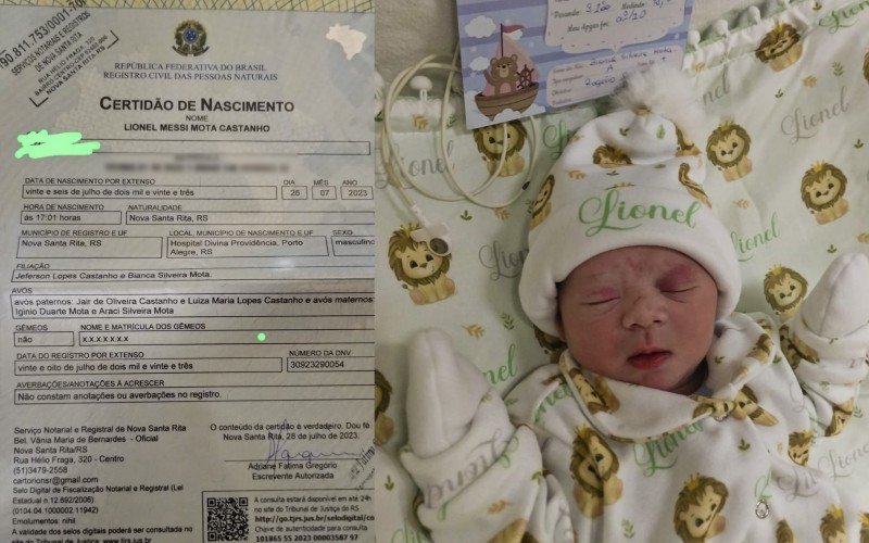 Lionel Messi Mota Castanho, 13 dias de vida  | Jornal NH