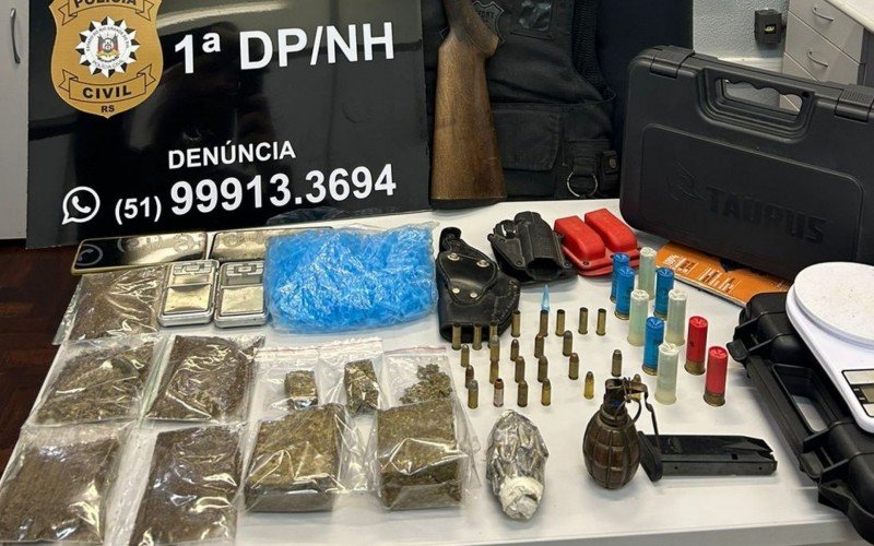 Jovem é preso com granadas artesanais, espingarda e dezenas de munições em Novo Hamburgo