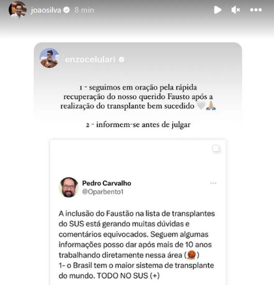 João Silva, filho de Faustão, se manifesta após críticas sobre o transplante de coração | Jornal NH