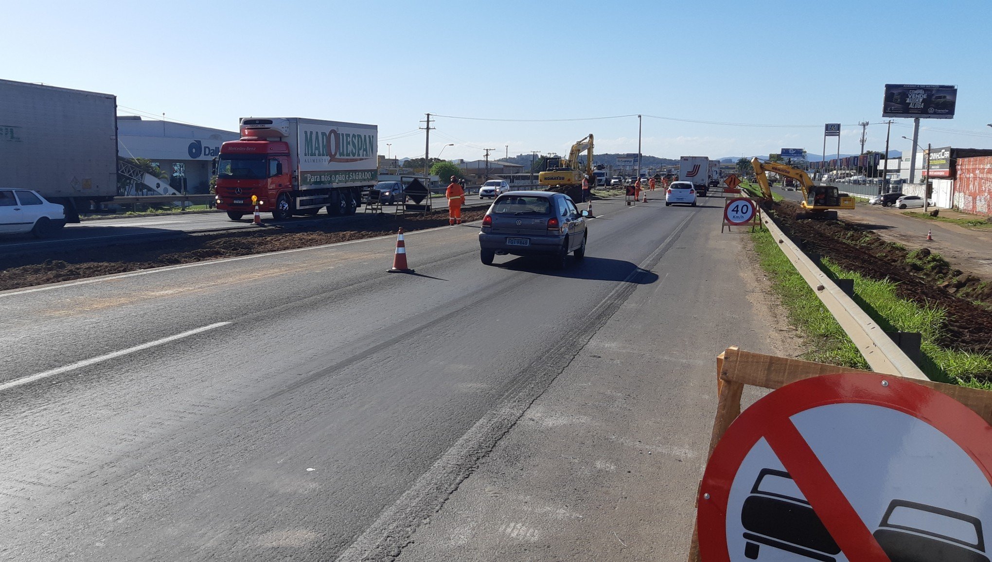 Obras da implantaÃ§Ã£o da terceira faixa na BR-116 em SÃ£o Leopoldo