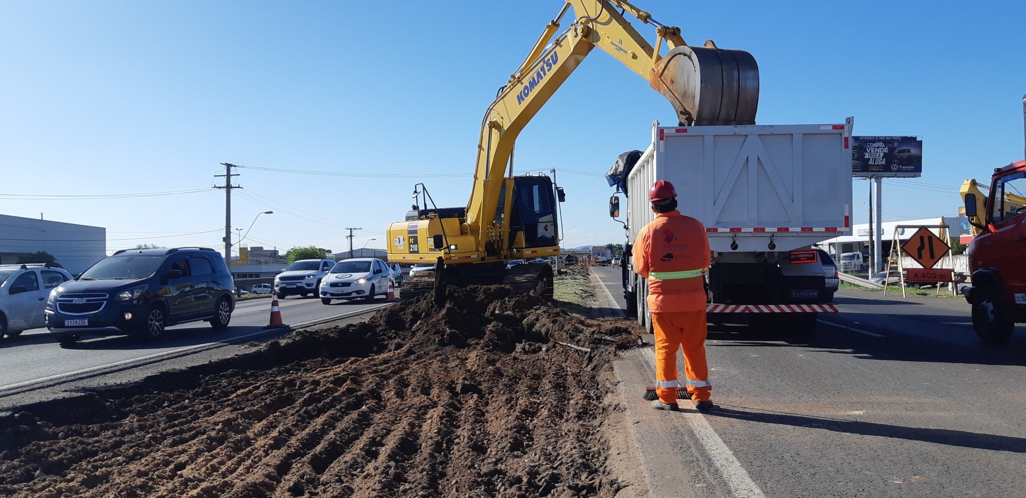 Obras da implantaÃ§Ã£o da terceira faixa na BR-116 em SÃ£o Leopoldo