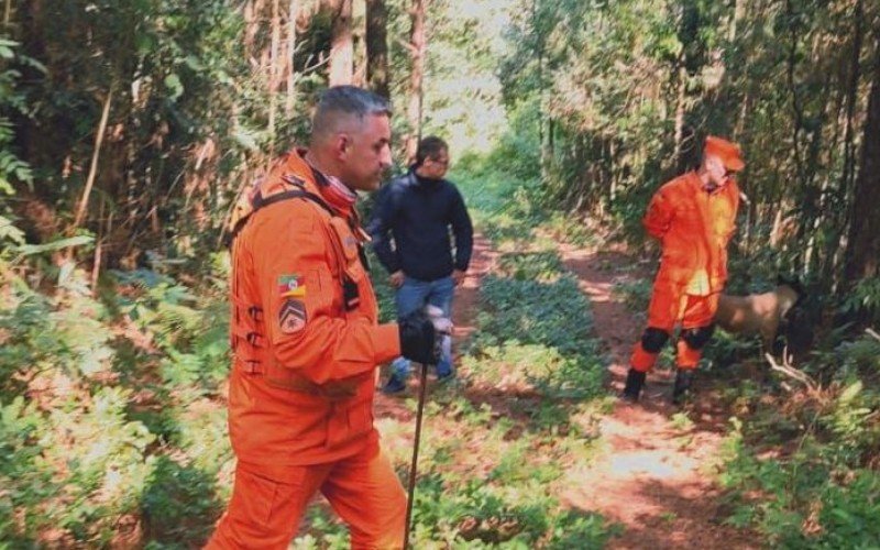 CÃ£es farejadores auxiliaram policiais civis e bombeiros nas buscas por idoso em TrÃªs Coroas