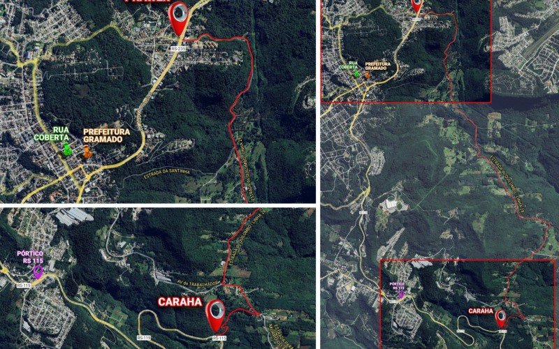 Mapa da obra de interligação entre a RS-115 e a RS-235