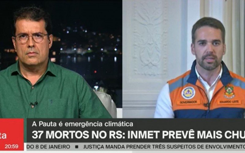 André Trigueiro e Eduardo Leite durante entrevista na GloboNews | Jornal NH