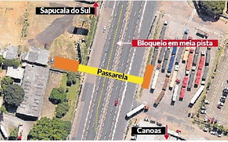 Obra de passarela de pedestres em Esteio deve interditar a BR-116 neste sábado