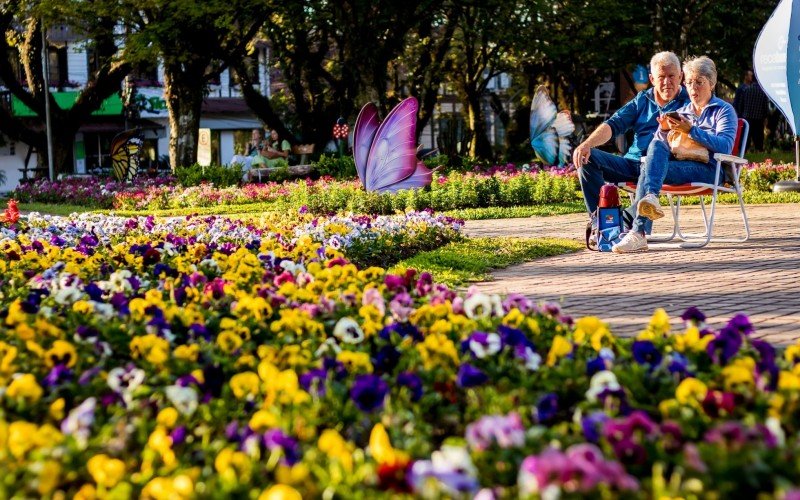 Praça das Flores, em Nova Petrópolis