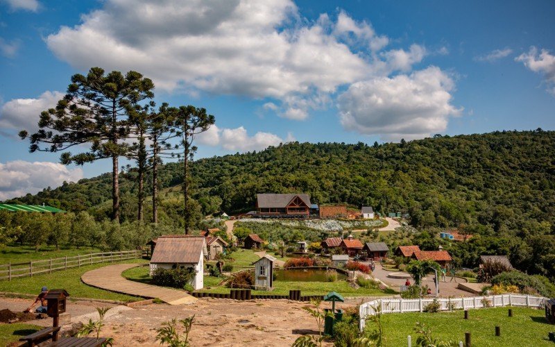 Parque do interior de Gramado em dia ensolarado