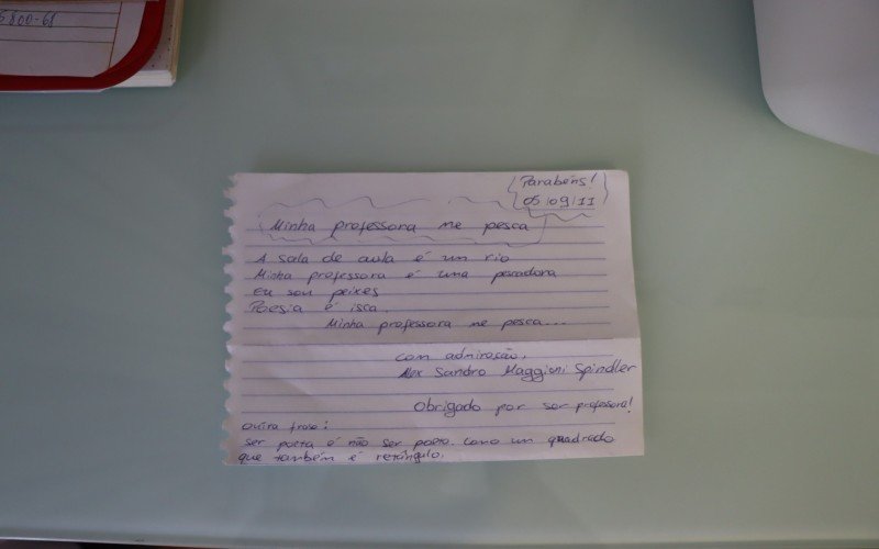 Bilhetinho que profe Jura ganhou de um aluno e é guardado com carinho | Jornal NH