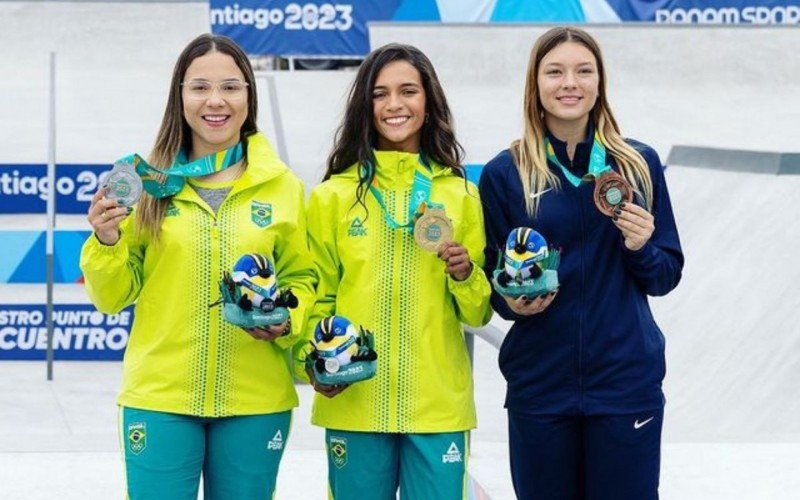 Pâmela Rosa, Rayssa Leal e Paige Heyn no pódio dos Jogos Pan-Americanos | Jornal NH