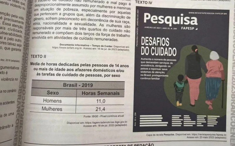 Tema da redação da prova do Enem: "Desafios para o enfrentamento da invisibilidade do trabalho de cuidado realizado pela mulher no Brasil" | Jornal NH