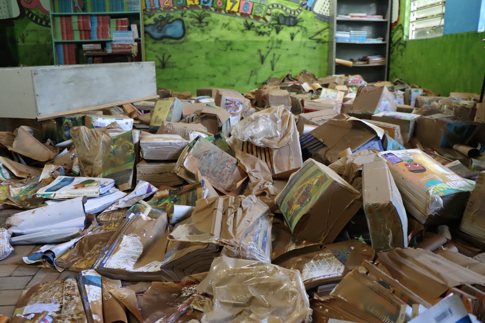 FOTOS: O drama das bibliotecas que foram destruídas pela enchente no Vale do Caí