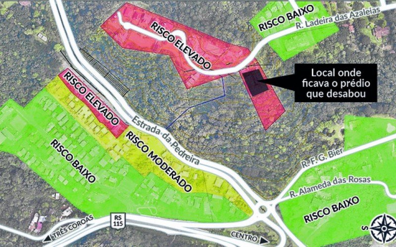 Mapa do bairro Três Pinheiros, conforme classificação de risco