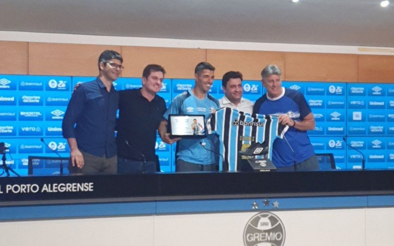 Coletiva com SuÃ¡rez apÃ³s Ãºltimo jogo com a camiseta tricolor na Arena