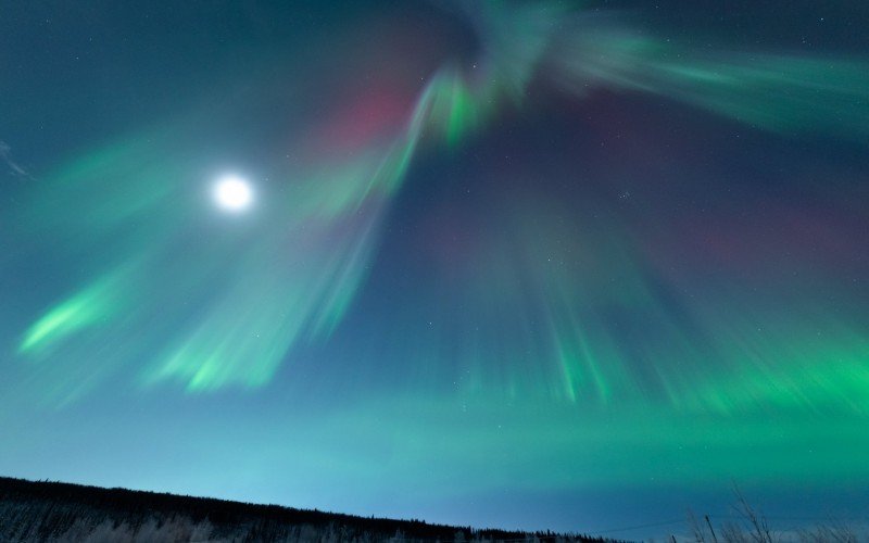 Aurora Corona fotografada em Fairbanks, Alaska