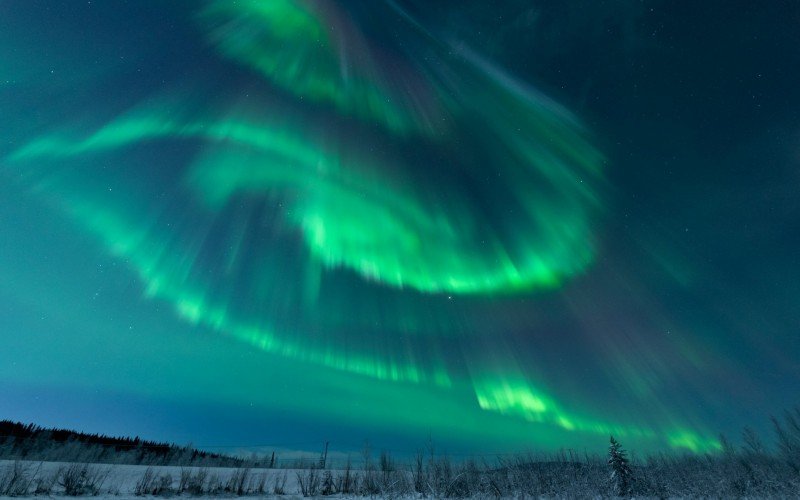 Aurora Corona fotografada em Fairbanks, Alaska