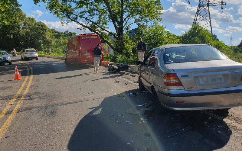 Acidente deixou motociclista ferido em trecho de Dois IrmÃ£os da BR-116