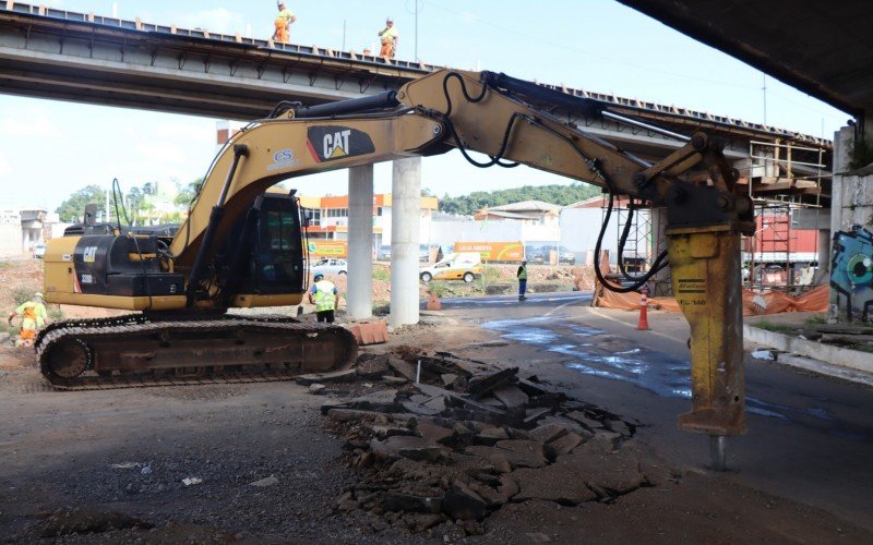 Remoção do asfalto no antigo trajeto do retorno para Novo Hamburgo, sob o viaduto da Scharlau, é realizada nesta terça | abc+